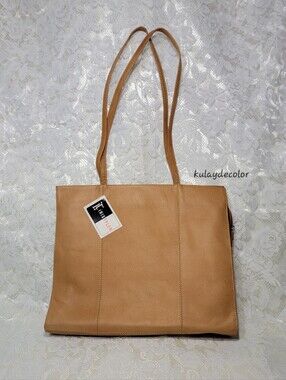 Genuine Leather Tan Tote Briefcase Iris Tyler Shoulder Bag Minimalist Purse